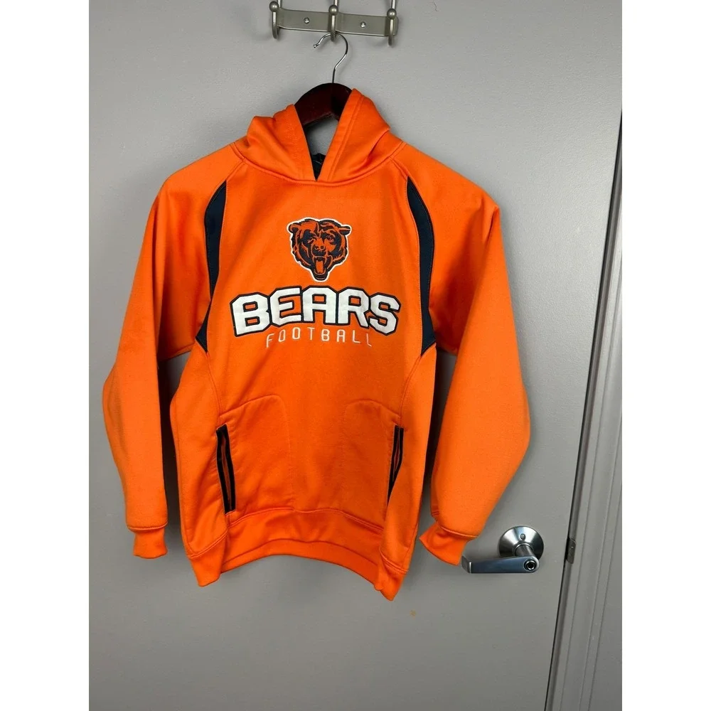 Chicago Bears NFL Youth Hoodie Size M (10-12) Orange Football Sweatshirt - Picture 3 of 10